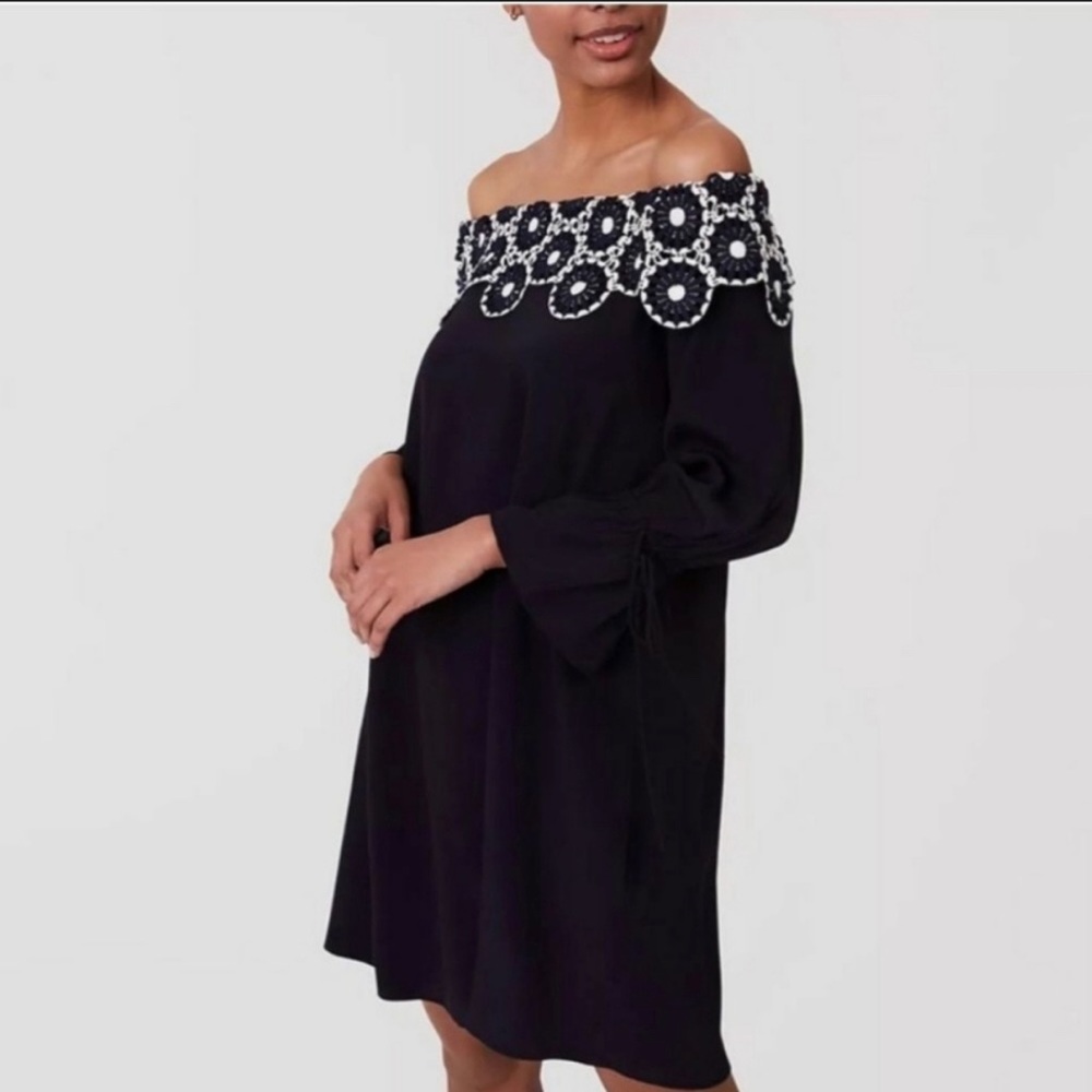 Loft Navy Blue Dress with Gorgeous neckline